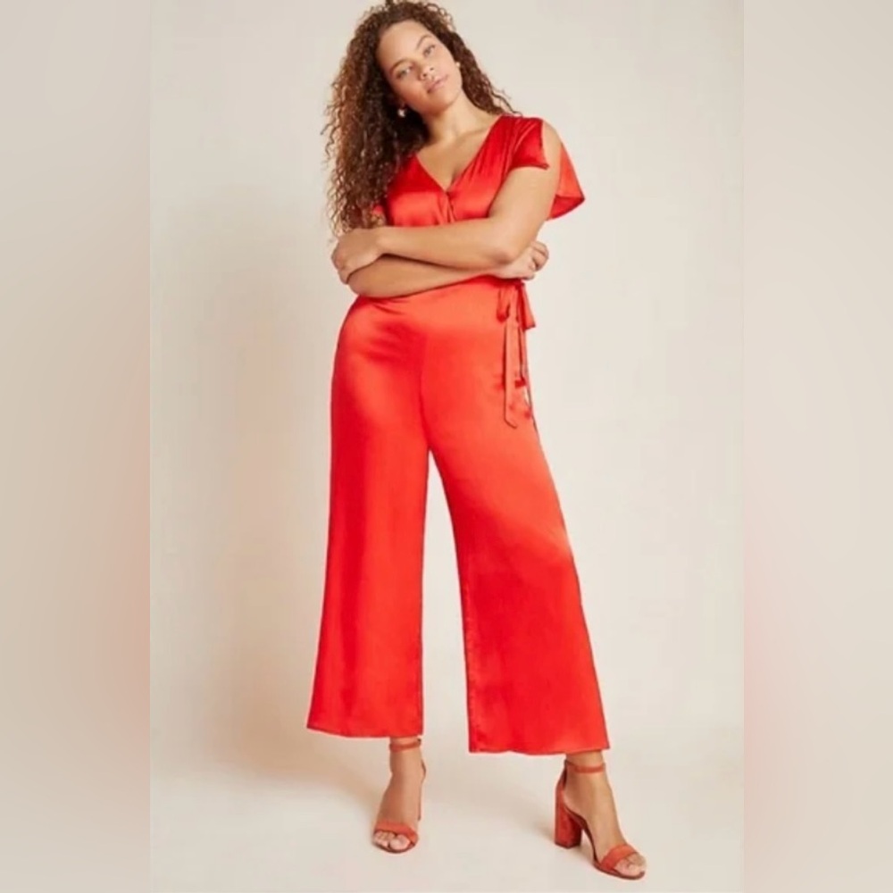 Anthropologie Vibrant Red Jumpsuit